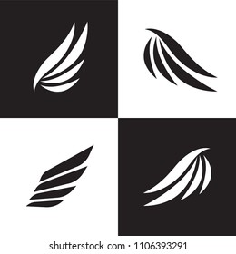 Wings logotype set. Bird wing or winged logo design. Bird wings vector logo. Vector angel winged label