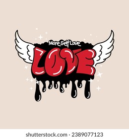 wings love sloganı graffiti vector art