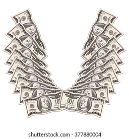 wings made of banknotes are to success
