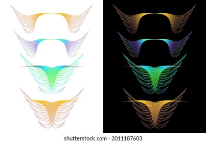 Wings made with lines and colorful gradient set on black and white background