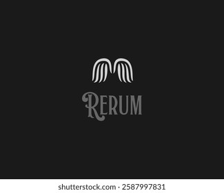 Wings minimalistic logo. Creative letter M logotype. Vector illustration.