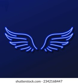 wings neon sign, modern glowing banner design, colorful modern design trends on black background. Vector illustration.