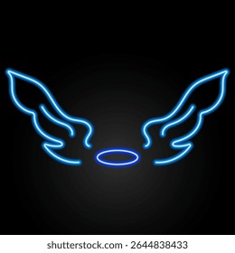 wings neon sign, modern glowing banner design, colorful modern design trends on black background. Vector illustration.	