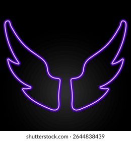 wings neon sign, modern glowing banner design, colorful modern design trends on black background. Vector illustration.	
