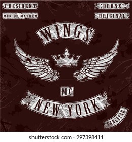 wings new york bike gang jacket t shirt graphic design