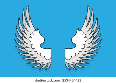 Wings on background. Line style. Angel wings icon vector set. Eagle, bird, heraldic, flying, falcon, phoenix, hawk logo