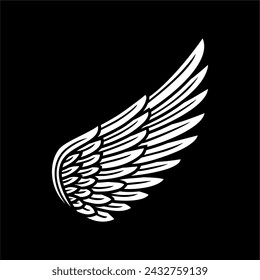 wings on black background, Design element for logo, poster, card, banner, emblem, t shirt. Vector illustration