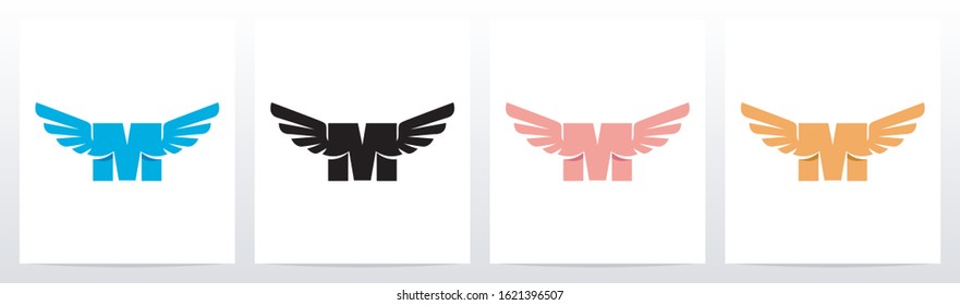 Wings On Letter Logo Design M