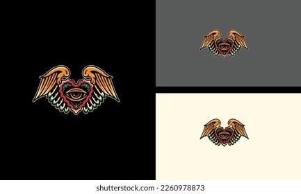 wings and one eyes vector illustration mascot design