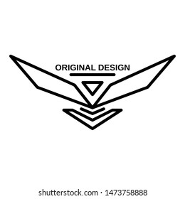 Wings original logo. Outline wings original vector logo for web design isolated on white background