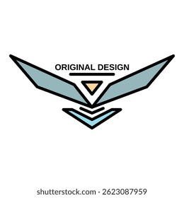 Logotipo original do Wings. Contorno asas vetor original logotipo cor plana isolado