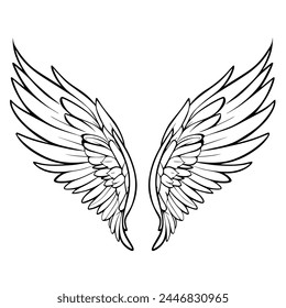 Wings outline symbol, perfect for flight or celestial graphics.