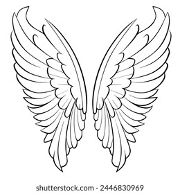 Wings outline symbol, perfect for flight or celestial graphics.