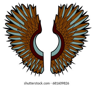  Wings of an owl. Old school tattoo style