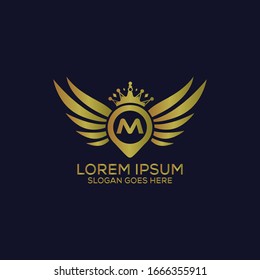 Wings P letter logo design template vector eps