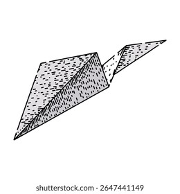asas plano de papel desenhado à mão. lançamento de deslizamento, artesanato modelo, aerodinâmica competição asas plano de papel esboço vetor.