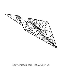 asas plano de papel desenhado à mão. lançamento de deslizamento, artesanato modelo, aerodinâmica competição asas plano de papel esboço vetor.