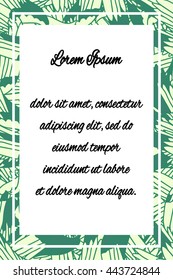Wings pattern vector letter/invitation/ blank template.  Green palette