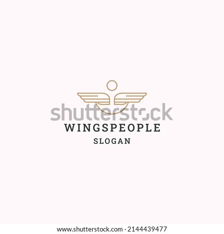 Wings people logo icon design template vector illustration