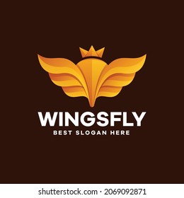 Wings Queen Gradient Logo Design
