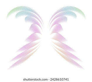 Wings rainbow logos icons or logotypes, graphic design modern style elements, glow wavy stripe love theme. Vector illustration EPS 10 angel wings or butterflies isolated style for wedding