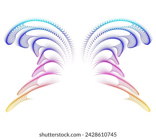 Wings rainbow logos icons or logotypes, graphic design modern style elements, glow wavy stripe love theme. Vector illustration EPS 10 angel wings or butterflies isolated style for wedding