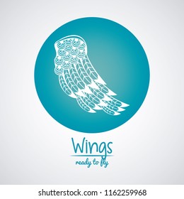 Wings ready to fly round emblem