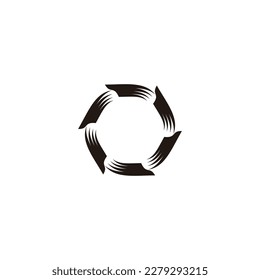 Wings, rounded, hexagon geometric symbol simple logo vector