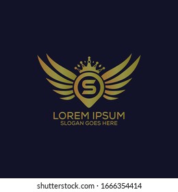 Wings S letter logo design template vector eps