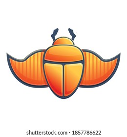 Wings scarab beetle icon. Cartoon of wings scarab beetle vector icon for web design isolated on white background