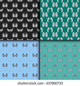 Wings seamless pattern animal feather pinion bird freedom peace design vector illustration.