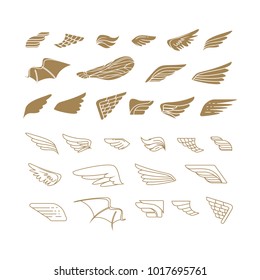 Wings. Set of design elements. Vector illustration
