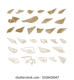 Wings. Set of design elements. Vector illustration