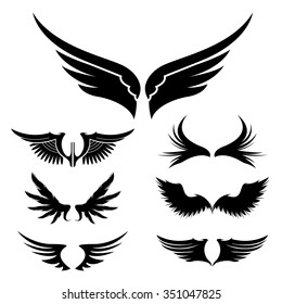 Wings. Set of design elements. Vector illustration.