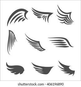 Wings. Set of design elements. Vector illustration.