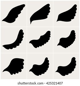 Wings. Set of design elements. Vector illustration.