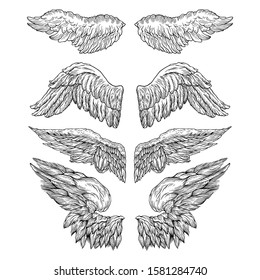 Set Angel Wings Line Art No Stock Vector (Royalty Free) 401412508 ...