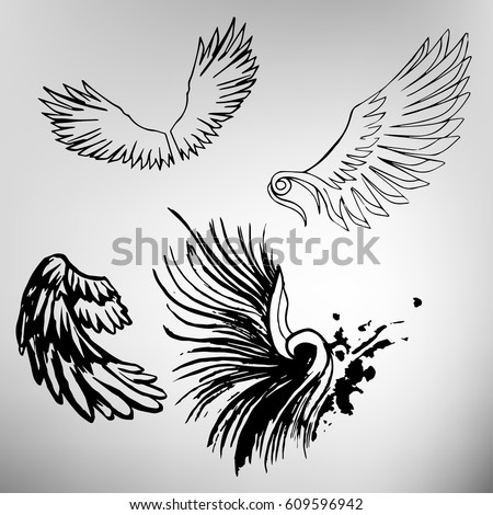 Wings set , ink.