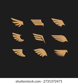 Wings set logo icon flat vector design