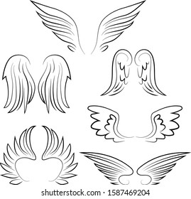 Wings set on white background vector illustration hand draw desing 