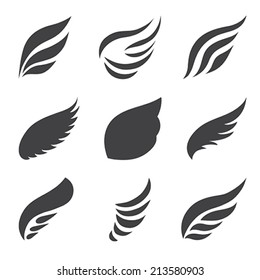 Wings set on white background.  Vector illustration.