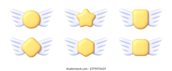 Wings set template 3d, great design for any purposes. Abstract art design. Vector illustration 3d mockup