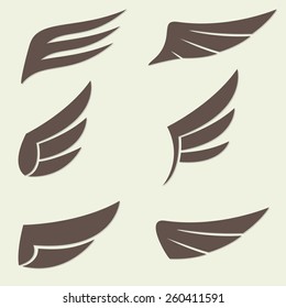 Wings set. Vector illustration of different bird wings.