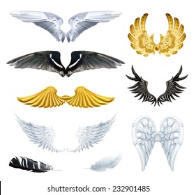 Wings, set vector illustrations