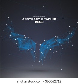 Wings shapes, dots and lines connected together, a sense of science and technology vector illustration.