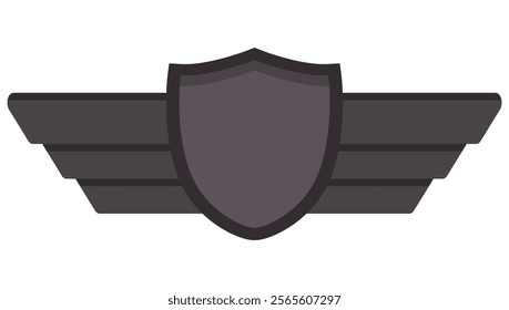 Wings shield flat icon isolated on white background.