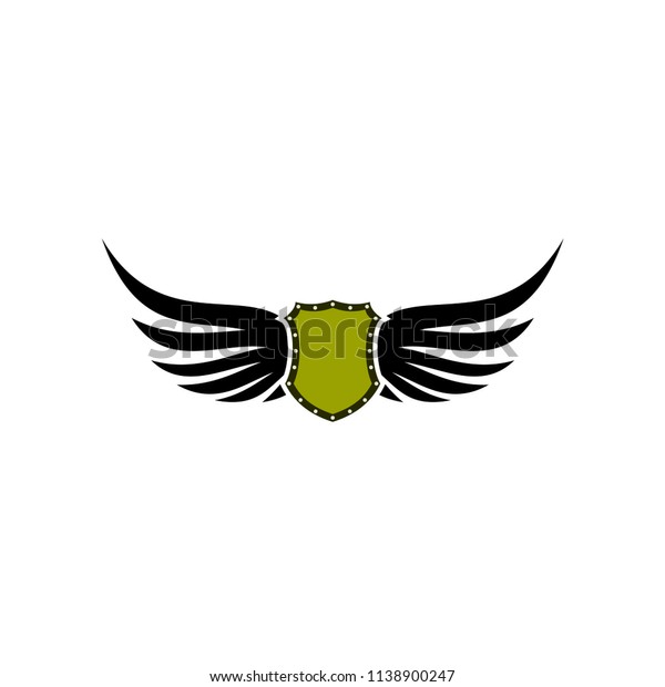 Wings shield template logo\
design