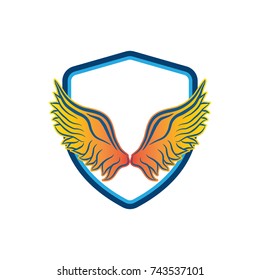 wings with shield vector 