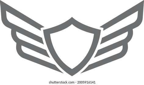 wings  and shield vector typography icon .. modern flat design .. lightning