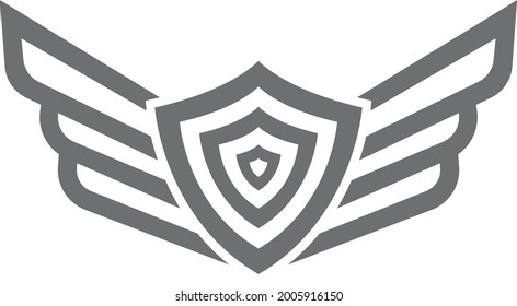 wings  and shield vector typography icon .. modern flat design .. lightning